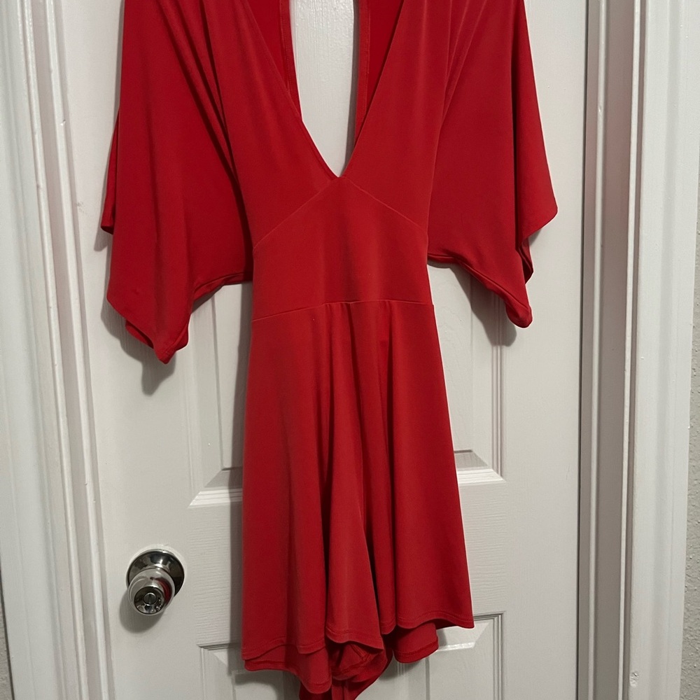 Express Red 3/4 Sleeve Jumpsuit